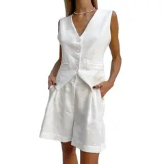 GIOIO - Conjunto de Verano Mujer y Cómodo Blanco