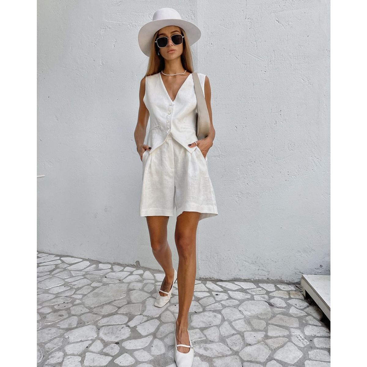 GIOIO - Conjunto de Verano Mujer y Cómodo Blanco