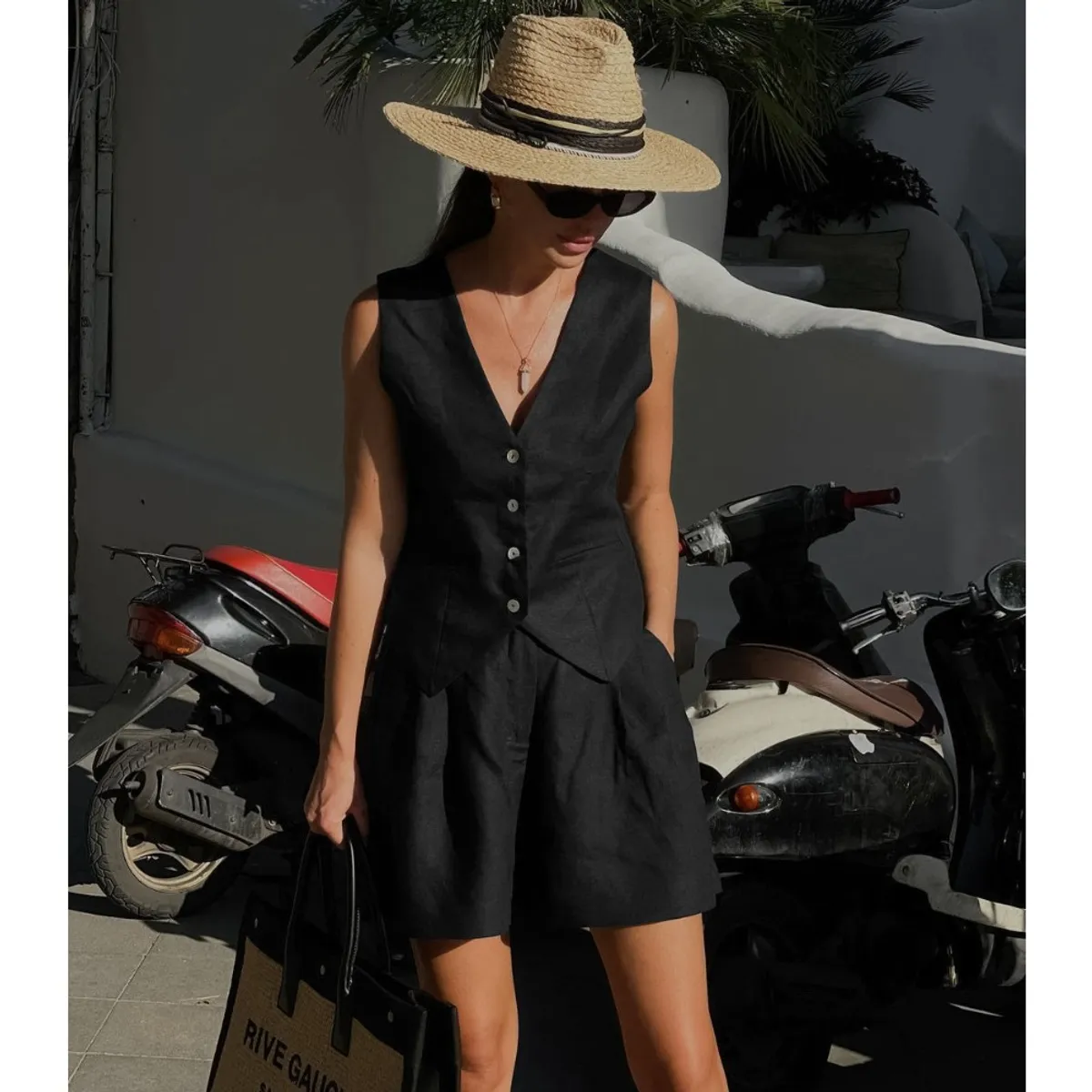 GIOIO - Conjunto de Verano Mujer y Cómodo Negro