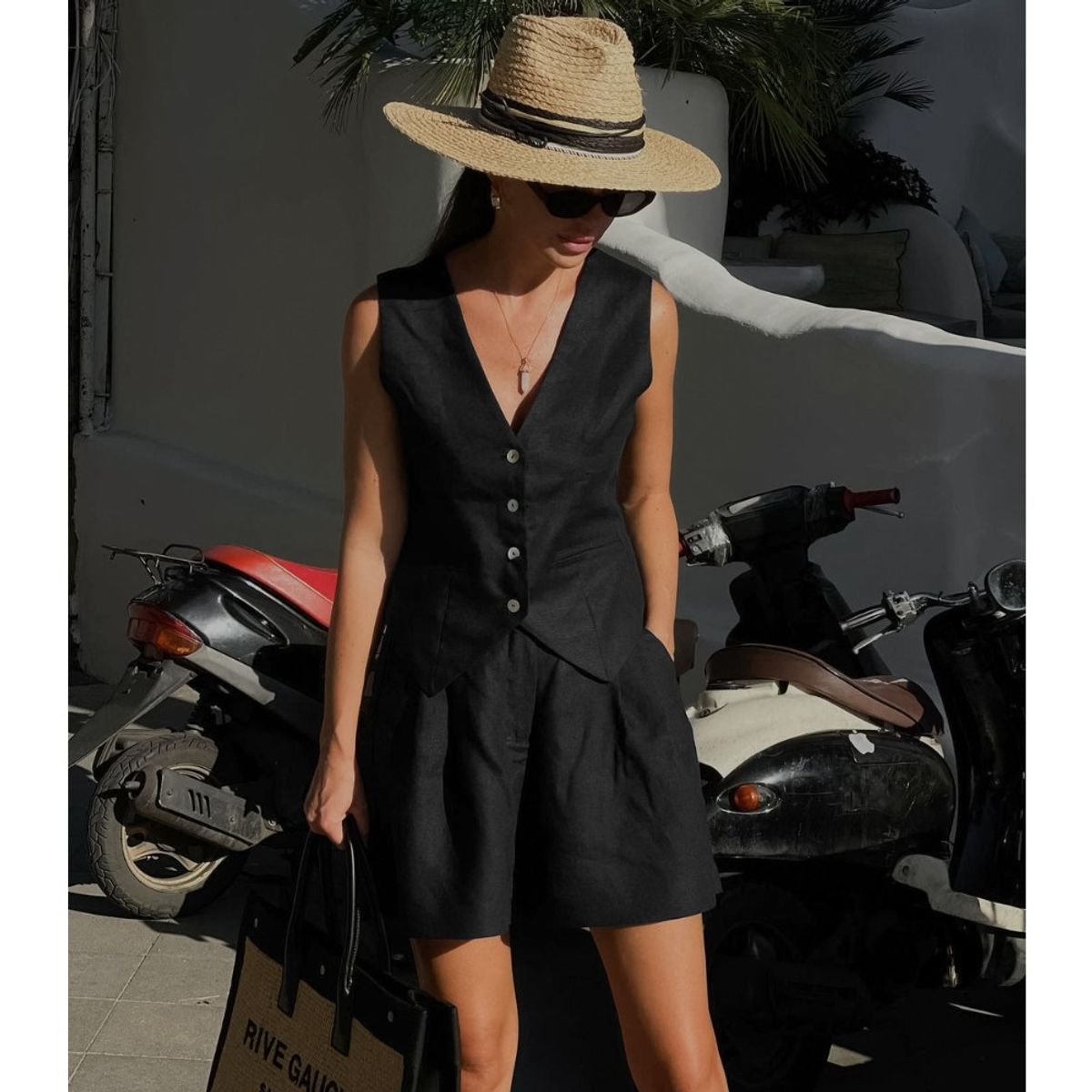 GIOIO - Conjunto de Verano Mujer y Cómodo Negro