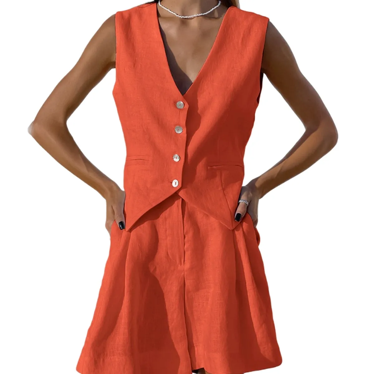 GIOIO - Conjunto de Verano Mujer y Cómodo Rojo