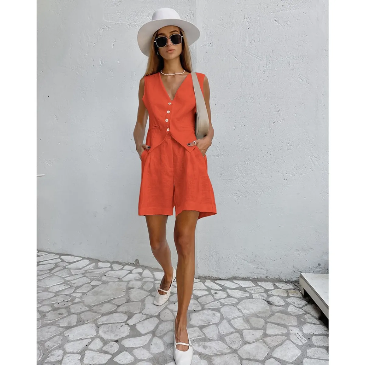 GIOIO - Conjunto de Verano Mujer y Cómodo Rojo