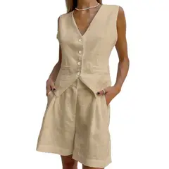 GIOIO - Conjunto de Verano Mujer y Cómodo Beige