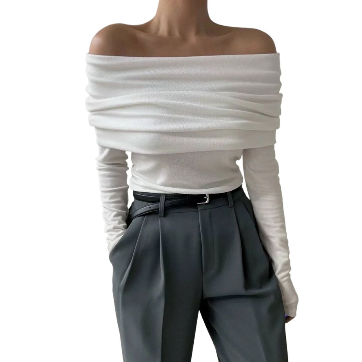 GIOIO - Blusa Mujer Casual Ajustada Elegante Blanco