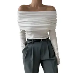 GIOIO - Blusa Mujer Casual Ajustada Elegante Blanco