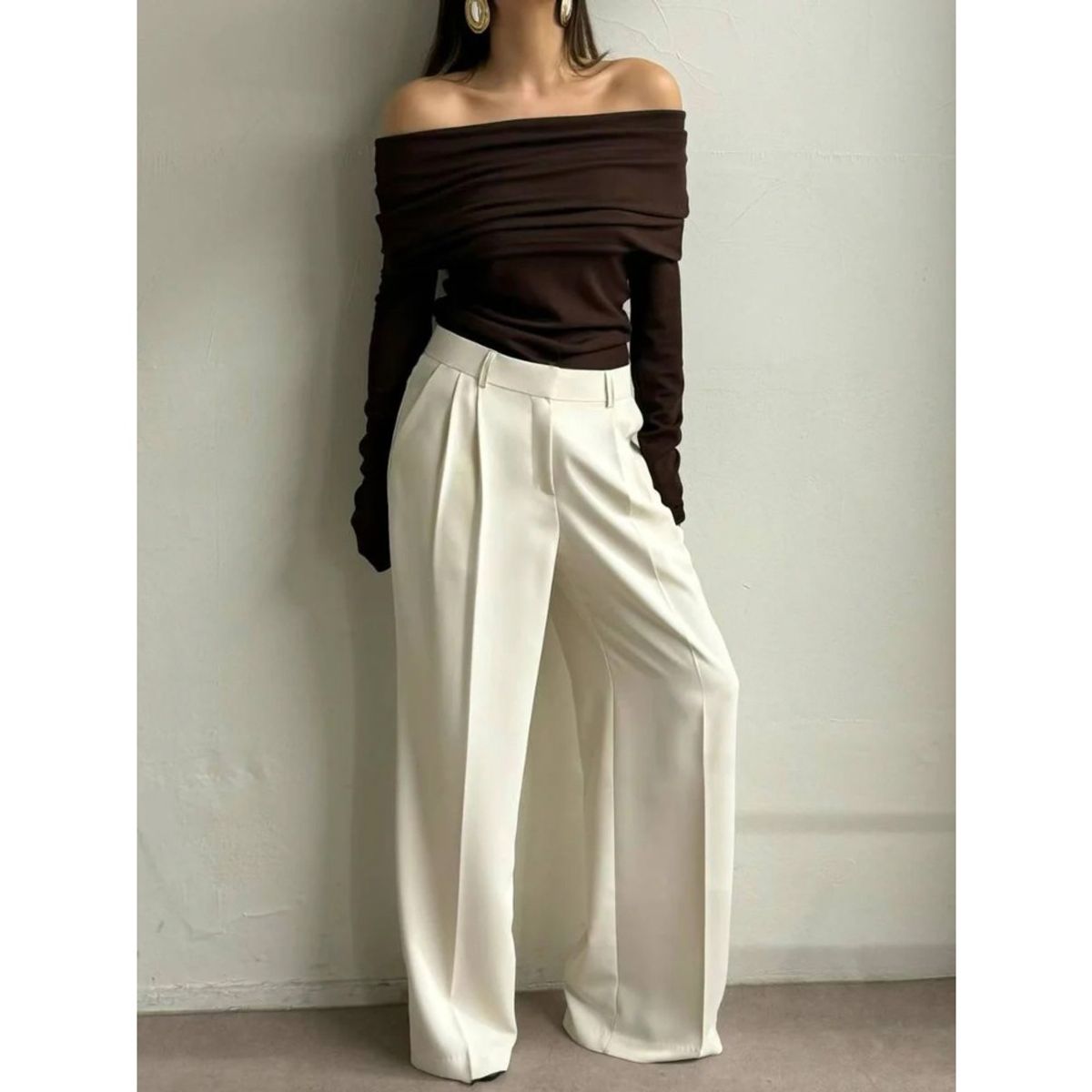 GIOIO - Blusa Mujer Casual Ajustada Elegante Marrón