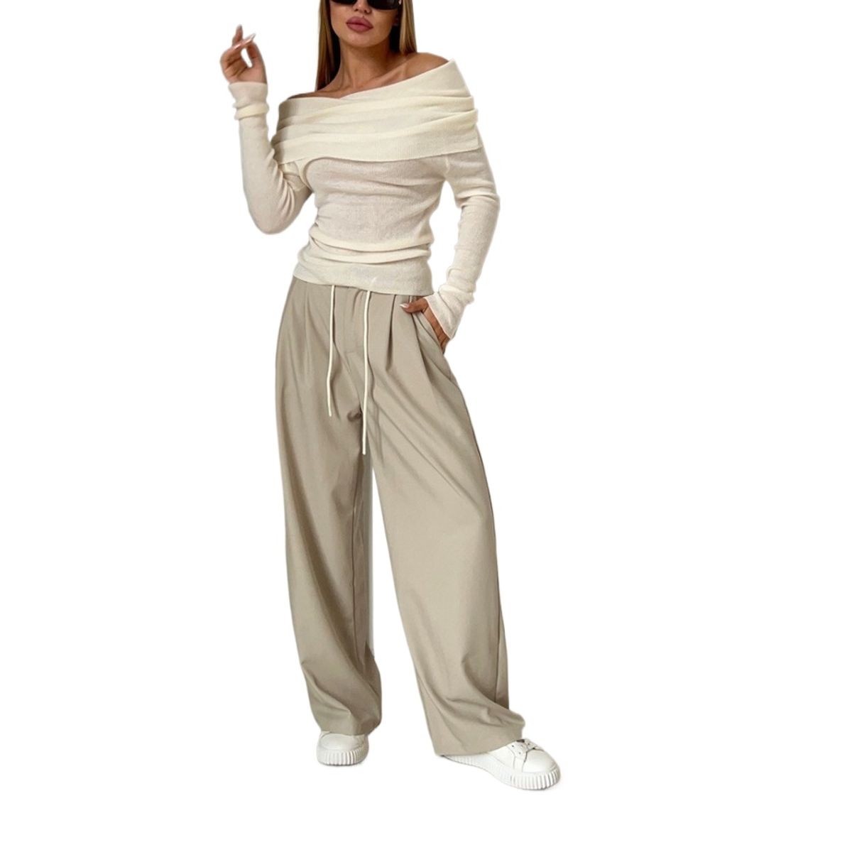 GIOIO - Blusa Mujer Casual Ajustada Elegante Blanco