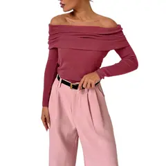 GIOIO - Blusa Mujer Casual Ajustada Elegante Rojo