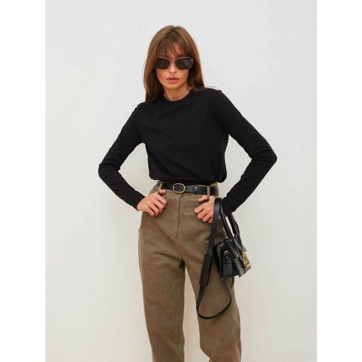 GIOIO - Blusa Mujer Casual Ajustada Elegante Negro