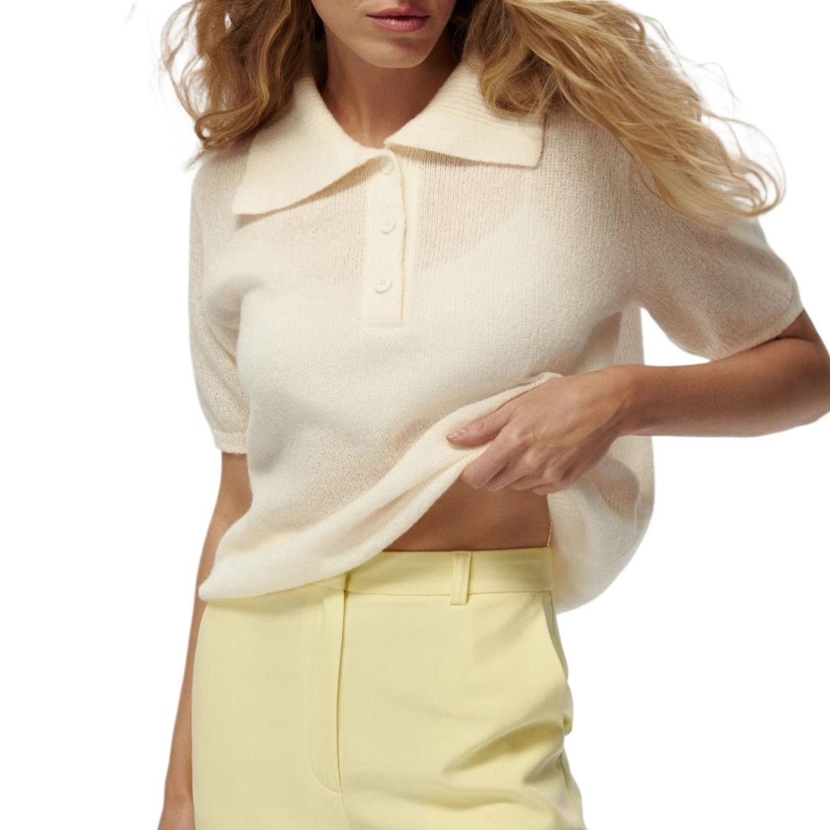 GIOIO - Blusa Mujer Casual Ajustada Elegante Beige