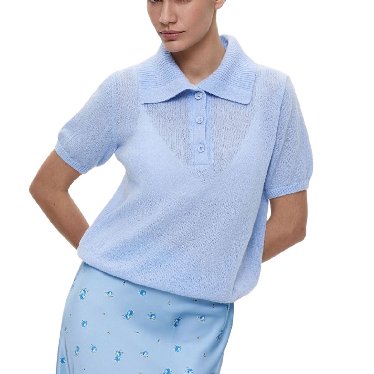 GIOIO - Blusa Mujer Casual Ajustada Elegante Azul