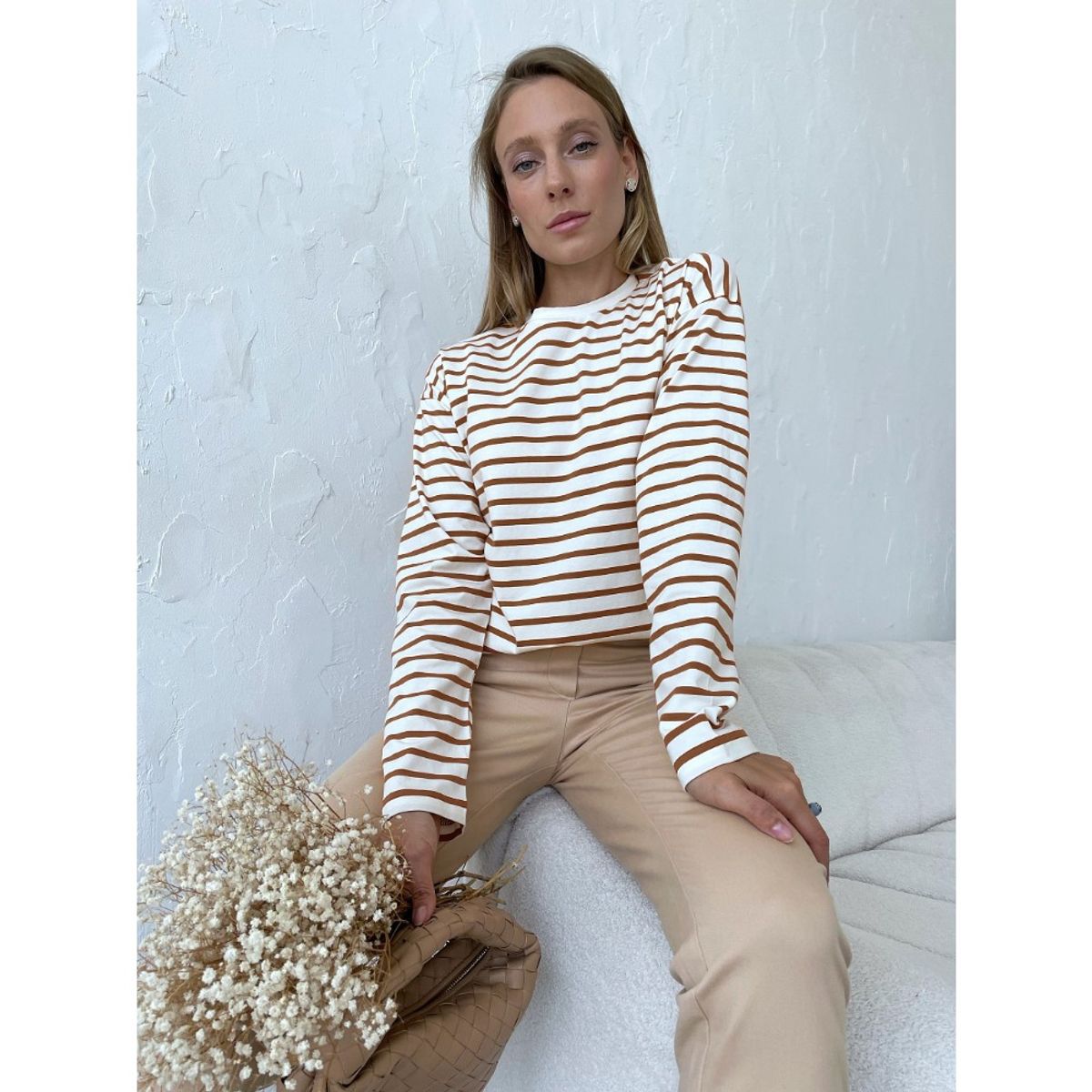 GIOIO - Blusa Mujer Casual Ajustada Elegante Marrón