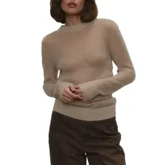 GIOIO - Blusa Mujer Casual Ajustada Elegante Beige