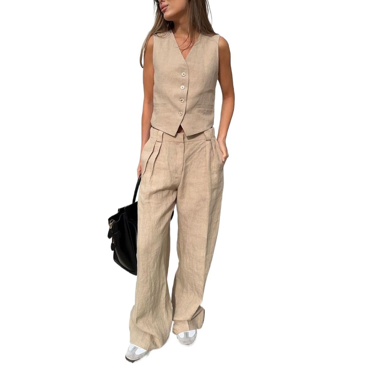 GIOIO - Conjunto de Verano Mujer y Cómodo Marrón