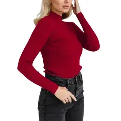 GIOIO - Blusa Mujer Casual Ajustada Elegante Rojo