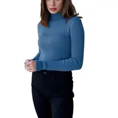 GIOIO - Blusa Mujer Casual Ajustada Elegante Azul