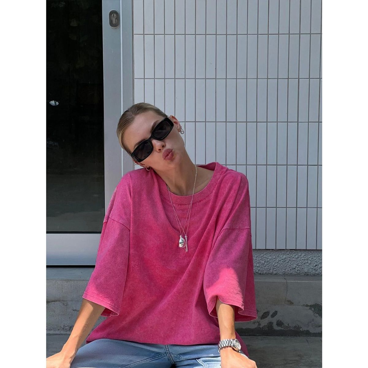 GIOIO - Blusa Mujer Casual Ajustada Elegante Rojo