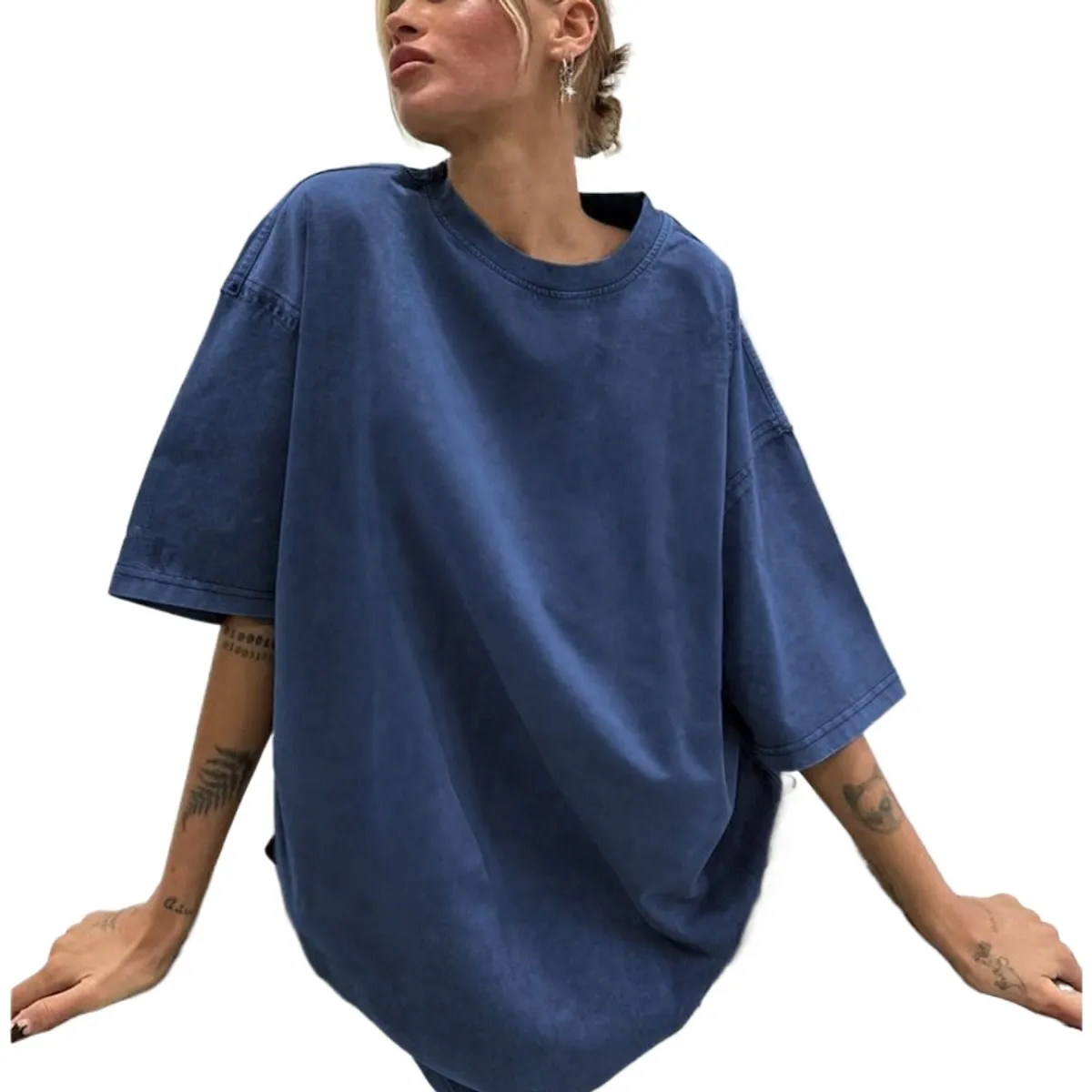 GIOIO - Blusa Mujer Casual Ajustada Elegante Azul