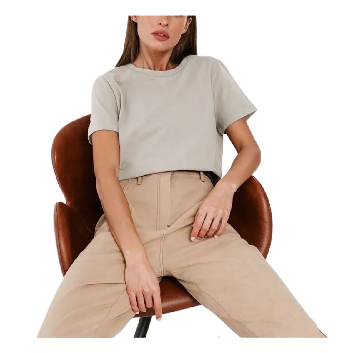 GIOIO - Blusa Mujer Casual Ajustada Elegante Beige