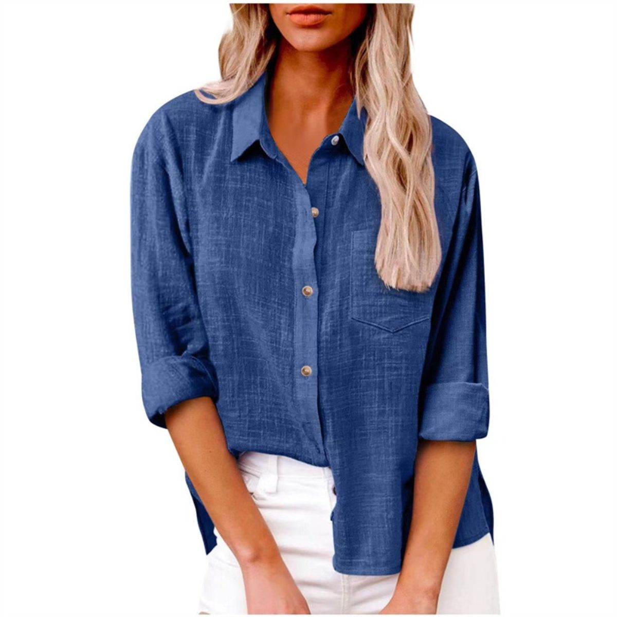 GIOIO - Blusa Mujer Casual Ajustada Elegante Azul