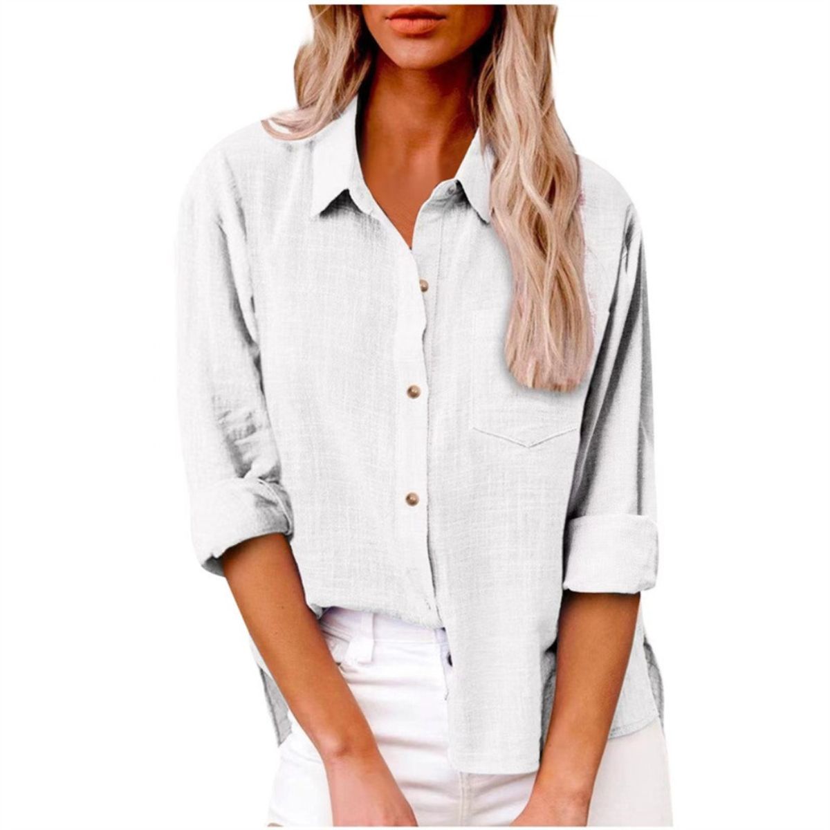 GIOIO - Blusa Mujer Casual Ajustada Elegante Blanco