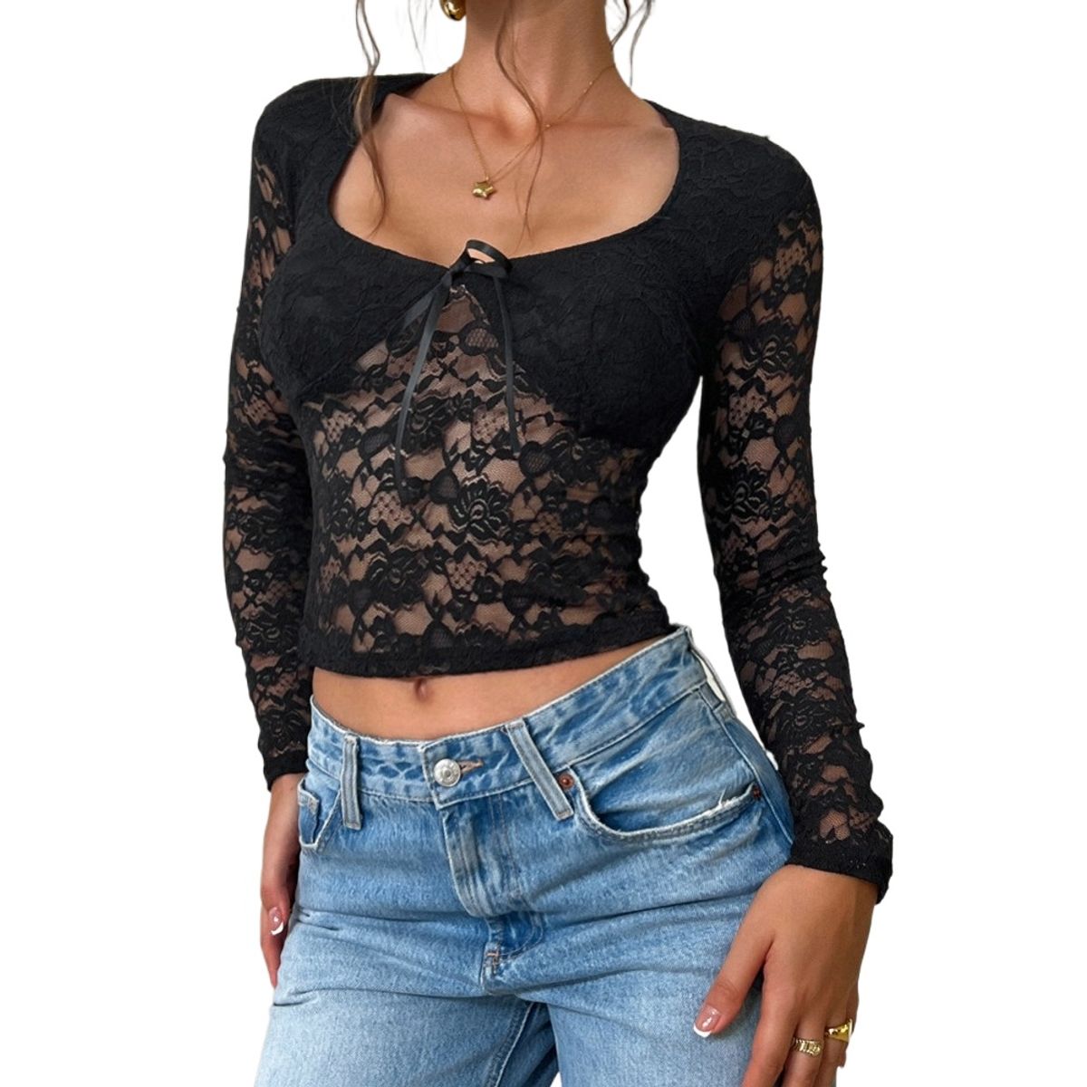 GIOIO - Blusa Mujer Casual Ajustada Elegante Negro