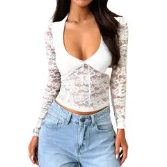 GIOIO - Blusa Mujer Casual Ajustada Elegante Blanco