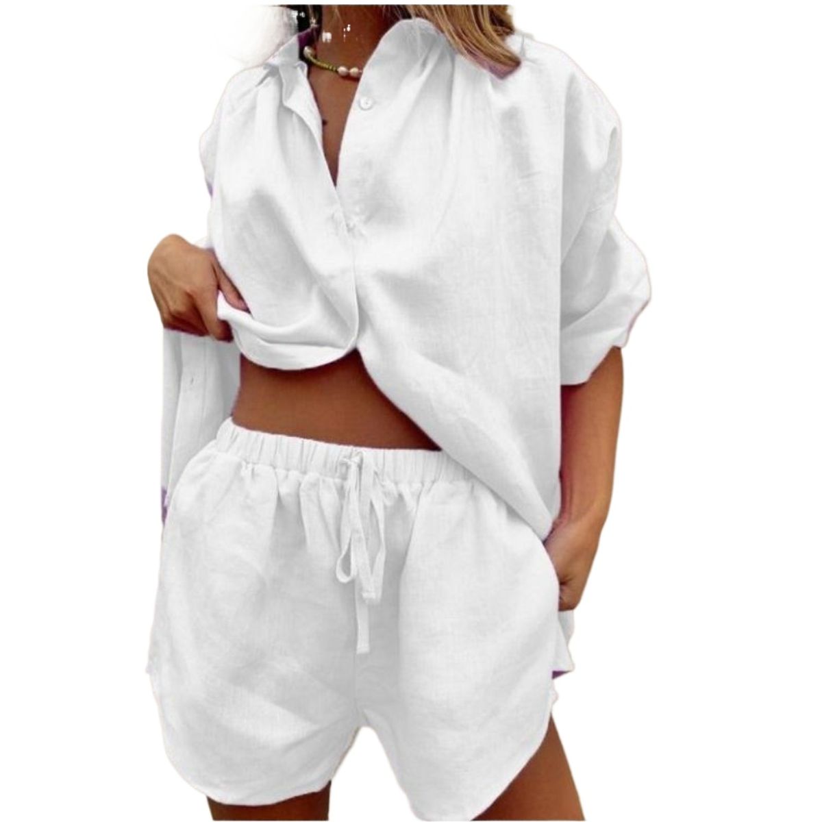 GIOIO - Conjunto de Verano Mujer y Cómodo Blanco