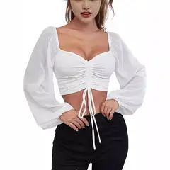 GIOIO - Blusa Mujer Casual Ajustada Elegante Blanco