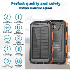 GENERICO - Cargador Solar Portátil 20000mAh Linterna a Prueba de Agua y polvo 2 Puertos USB