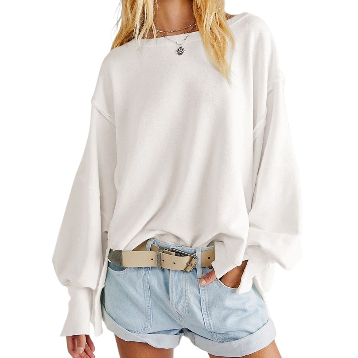 GIOIO - Blusa Mujer Casual Ajustada Elegante Blanco