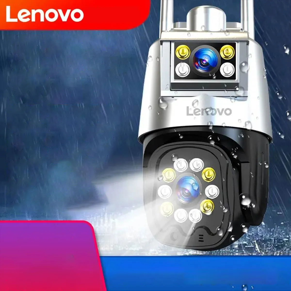 PUREPOWER - Cámara de seguridad inalámbrica doble lente PTZ al aire libre-64G