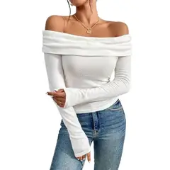 GIOIO - Blusa Mujer Casual Ajustada Elegante Blanco