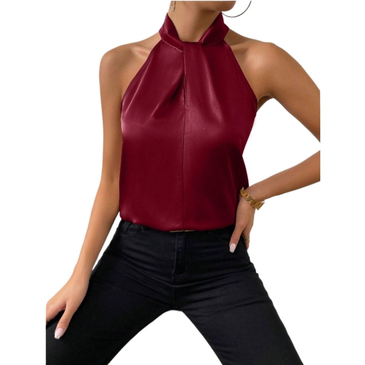 GIOIO - Blusa Mujer Casual Ajustada Elegante Rojo