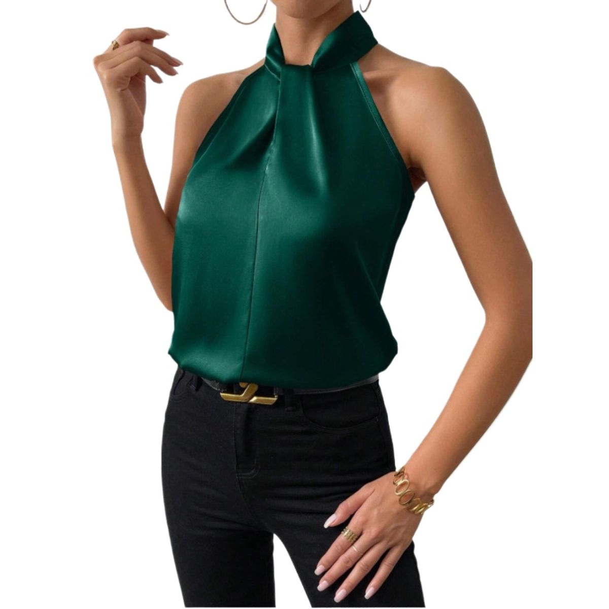 GIOIO - Blusa Mujer Casual Ajustada Elegante Verde