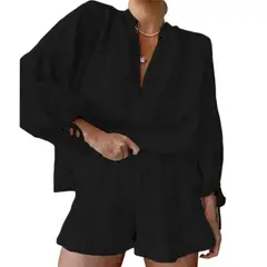 GIOIO - Conjunto de Verano Mujer y Cómodo Negro