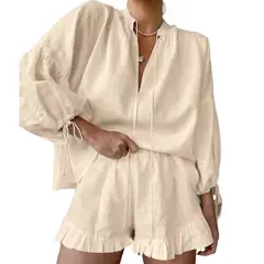 GIOIO - Conjunto de Verano Mujer y Cómodo Beige