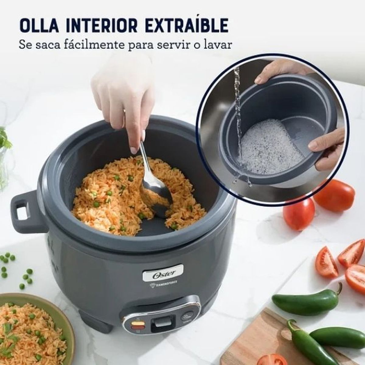 OSTER - Arrocera 3 En 1 Oster 12 Tazas Diamond Force Ckstrc12dfske Gris 50 Hz