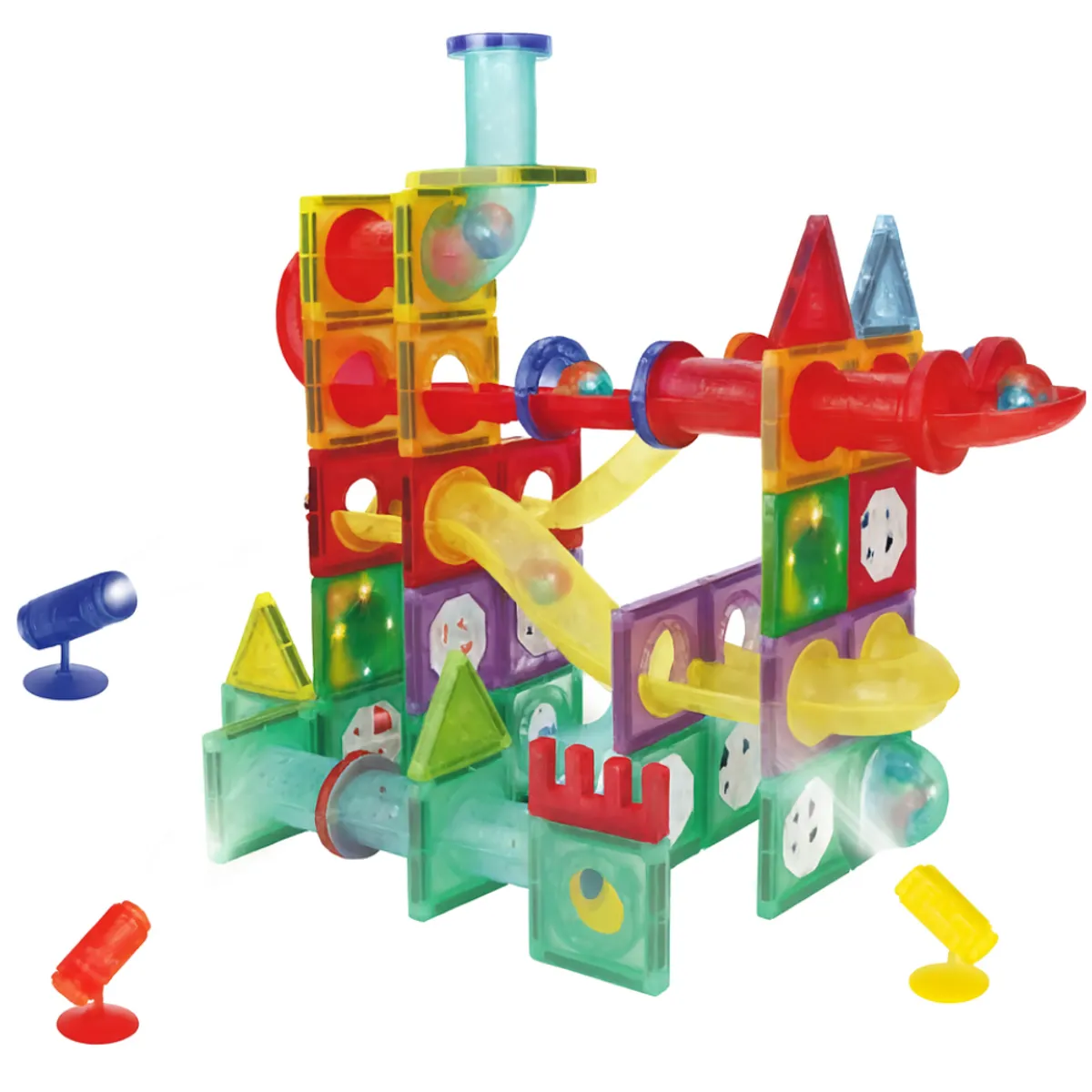 MAGNETICS - Juego de Bloques Magnéticos con Luces – 120 Piezas