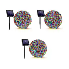 GENERICO - Pack x3 Luces Solares Guirnalda 10 Metros 100 Led multicolor