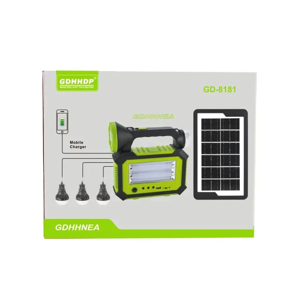 GENERICO - Kit Solar Portátil con Panel Solar Iluminación LED y Cargador USB