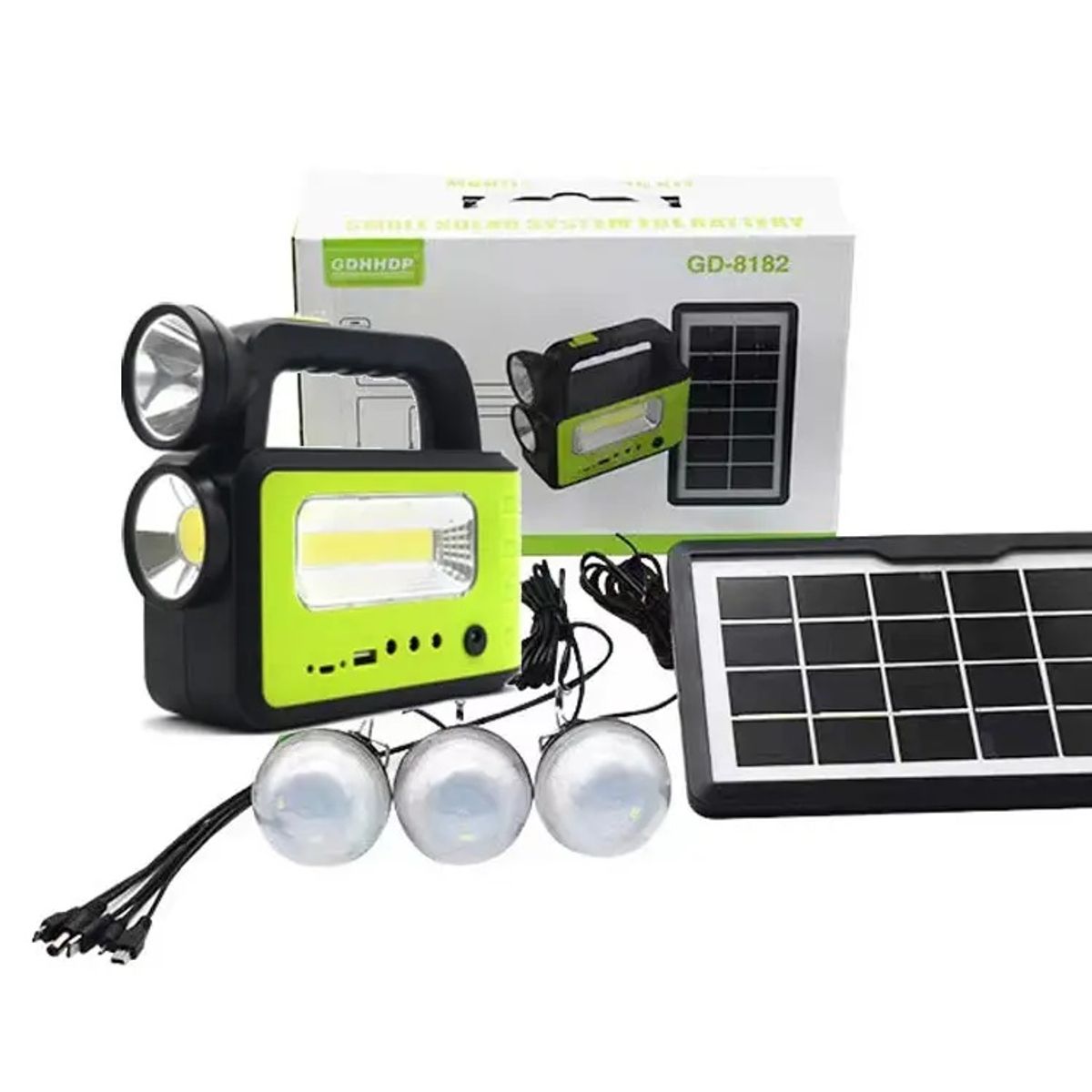 GENERICO - Kit Solar Portátil con Panel Solar Iluminación LED y Cargador USB