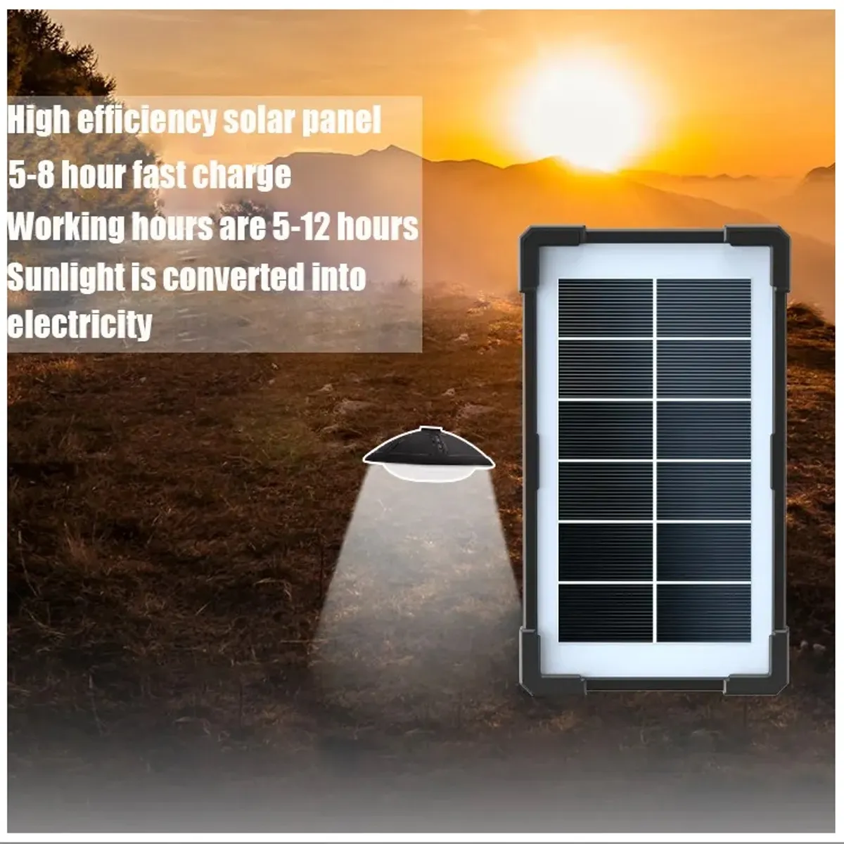 GENERICO - Sistema Solar Portátil con Luz LED Panel Policristalino y Cargador USB  30W IP65