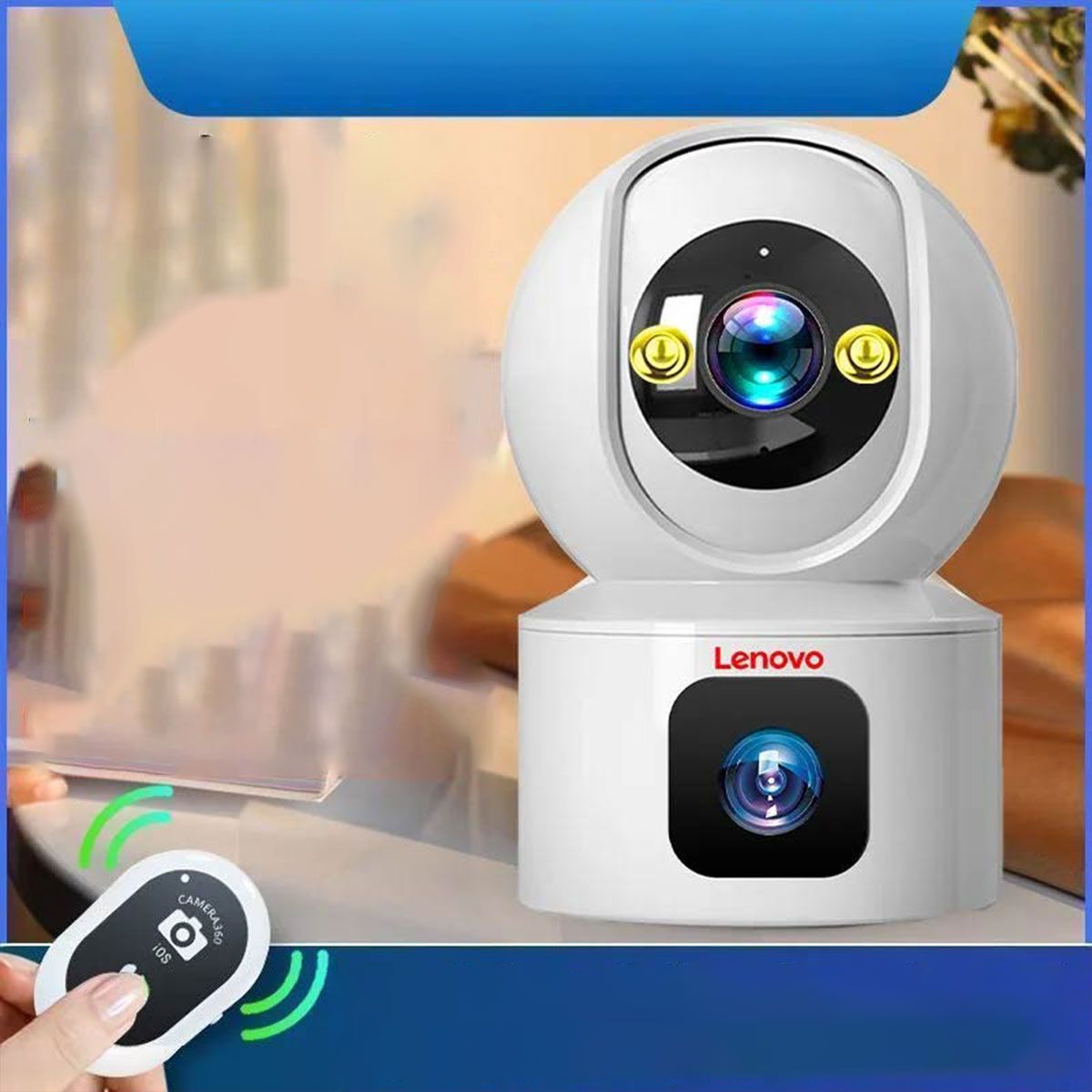 PUREPOWER - Cámara de seguridad inteligente de doble lente de 360 grados-128g