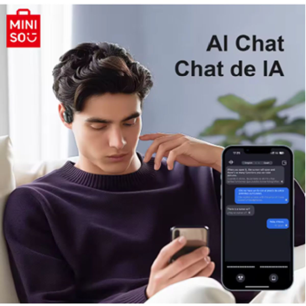 MINISO - Audífonos Miniso Ms162 AI Traducción Auriculares Inalámbrico Purpura