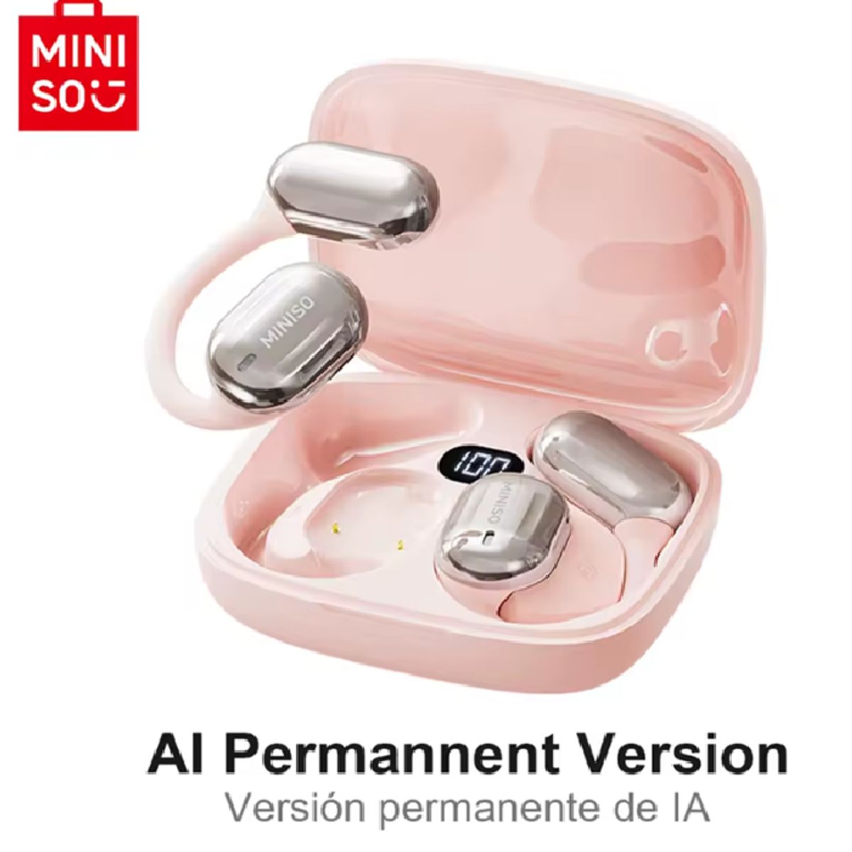MINISO - Audífonos Miniso Ms162 AI Traducción Auriculares Inalámbrico Rosa