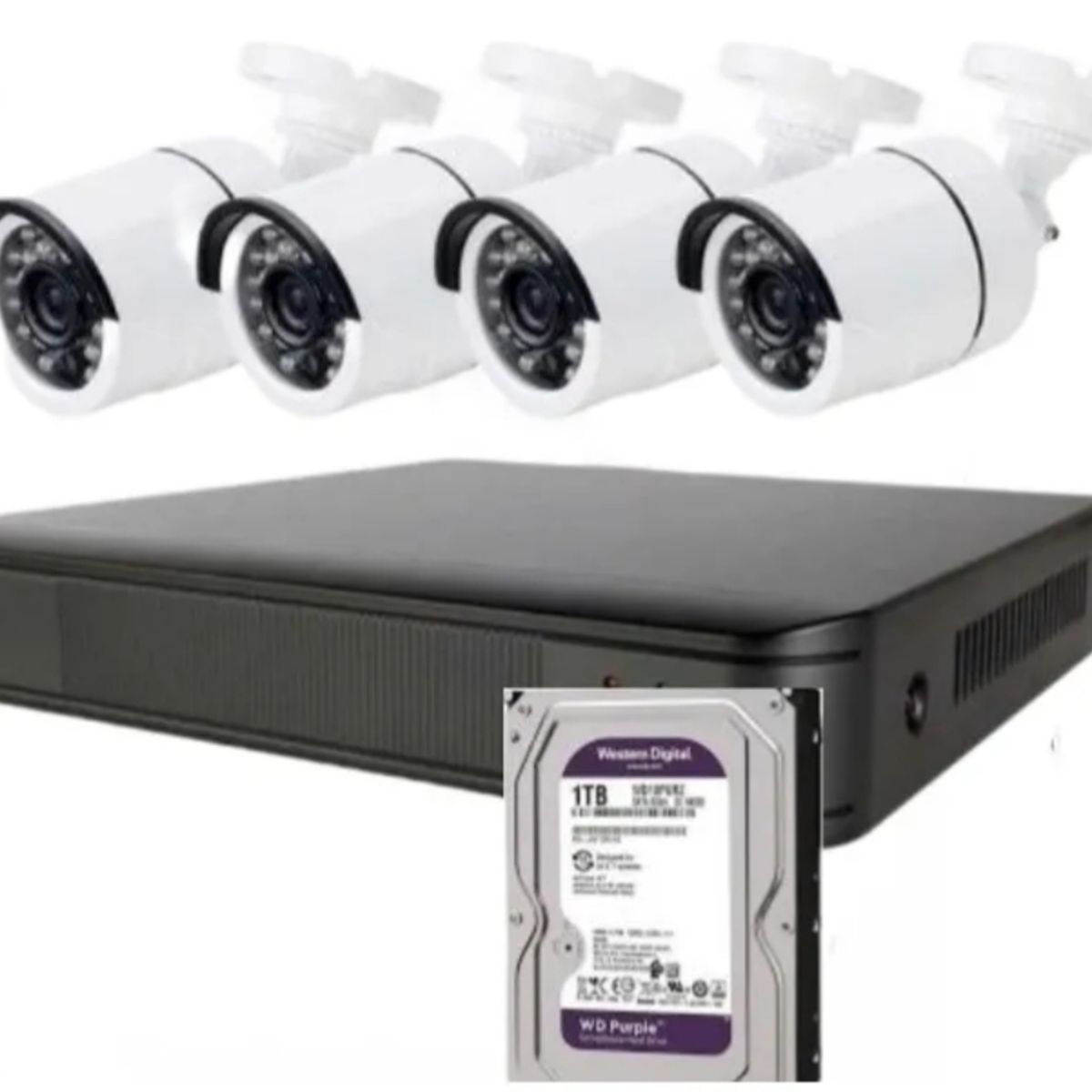 ARTIHOGAR - Kit Cctv 4 Cámaras Seguridad JORTAN+ Disco Duro 1 Terabyte Instalado en DVR