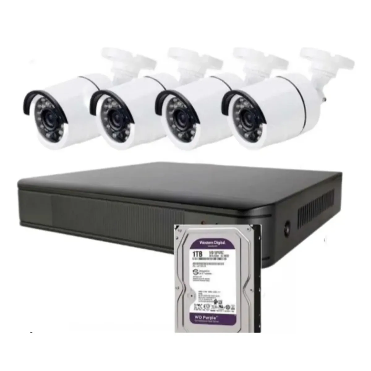 ARTIHOGAR - Kit Cctv 4 Cámaras Seguridad JORTAN+ Disco Duro 1 Terabyte Instalado en DVR