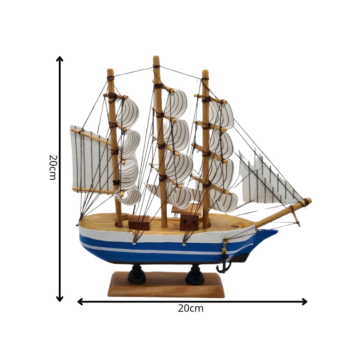 GENERICO - Barco Velero A Escala Decorativo 20 Cm Diseños Colores