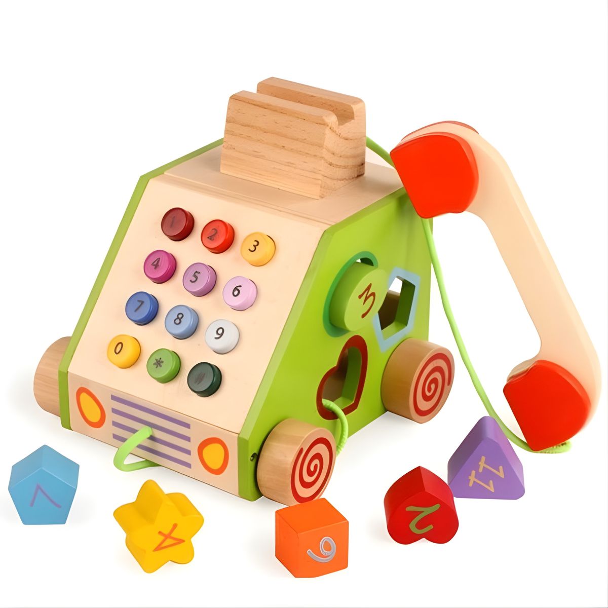 COBABY - TELEFONO DE MADERA DIDACTICO PARA DESARROLLO MONTESSORI